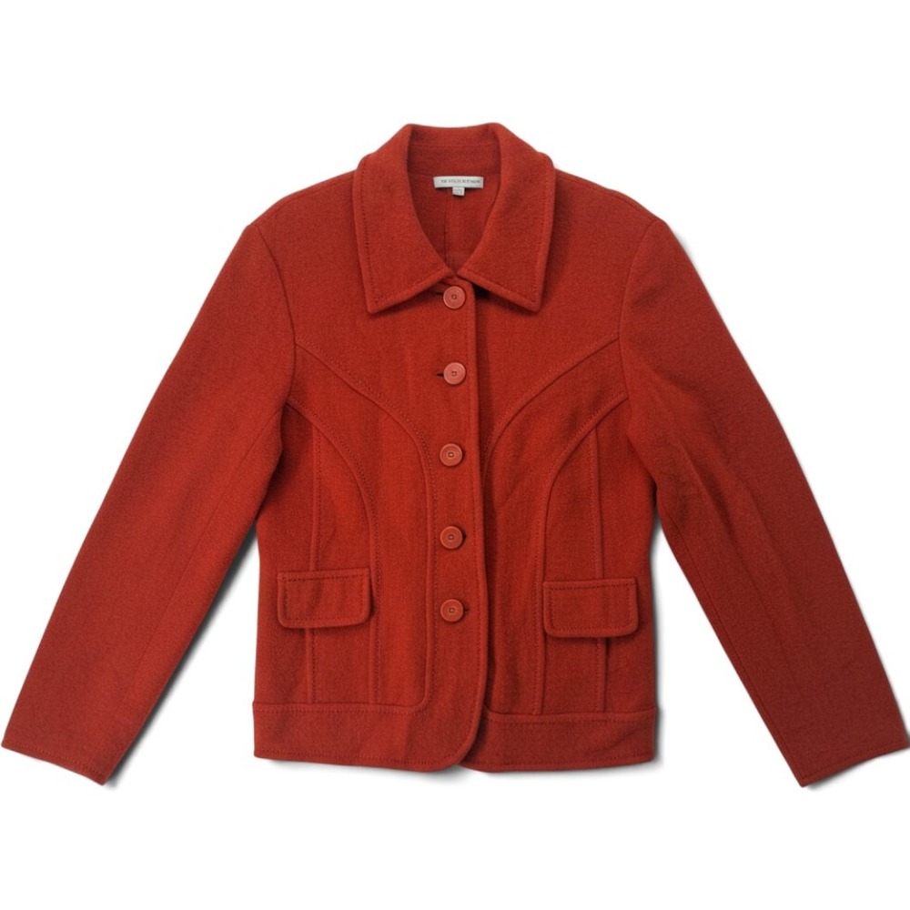 Harve Benard Womens Burnt Orange 100% Wool Button Fall Jacket Sz L Academia MOD
